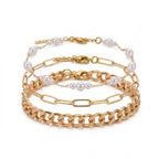 Faux Pearl Chain Anklet Set with zinc alloy details | JL7387-01 | image 1