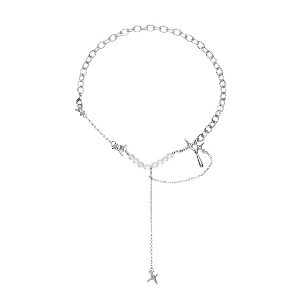 Silver-Tone Four-Point Star Necklace with zinc-alloy hardware | NA620-01 | image 1