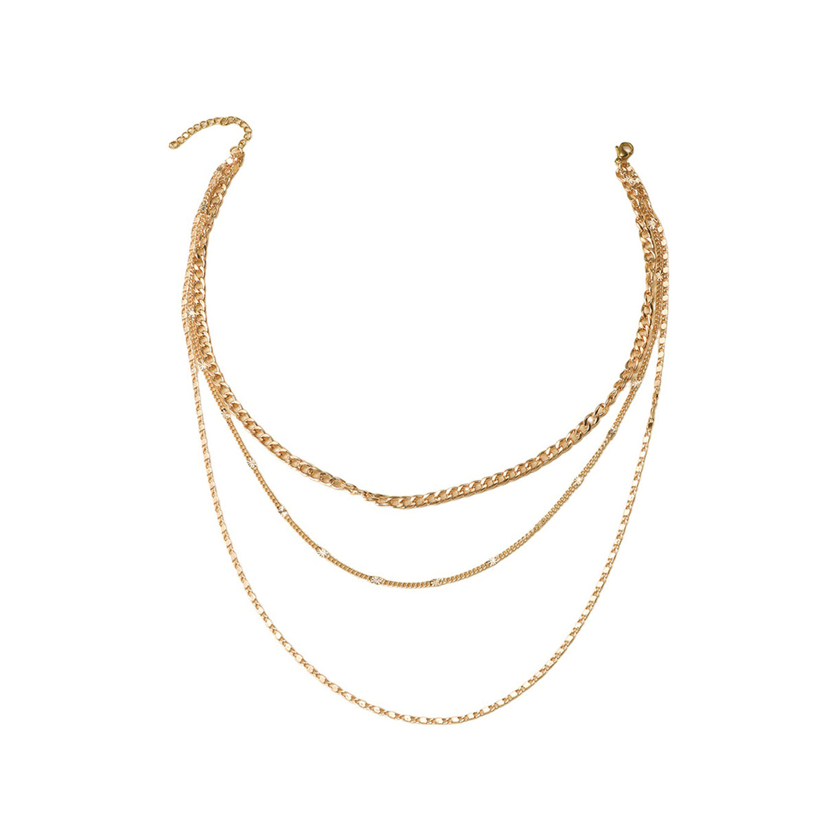 Triple Layer Chain Necklace with zinc-alloy hardware | NA497-01 | image 1