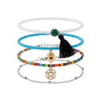 Beaded Tassel Anklet Set with plastic details | JL7216-01 | image 1