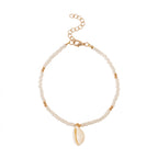 White Beaded Shell Anklet with plastic details | JL7359-01 | image 1
