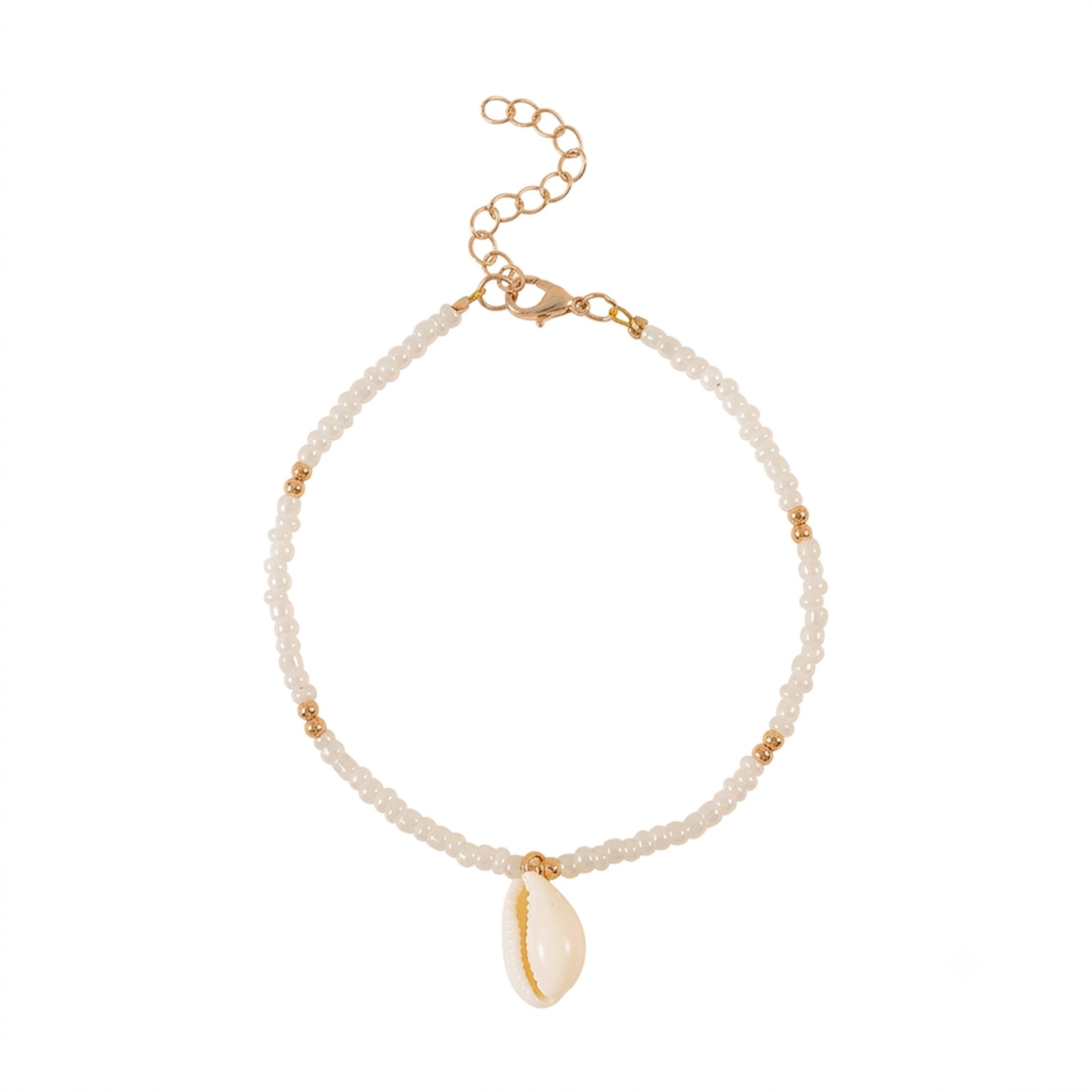 White Beaded Shell Anklet with plastic details | JL7359-01 | image 1