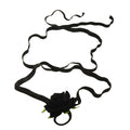 Black Flower Leaf Wrap Anklet with elastic band details | JL7411-01 | image 1