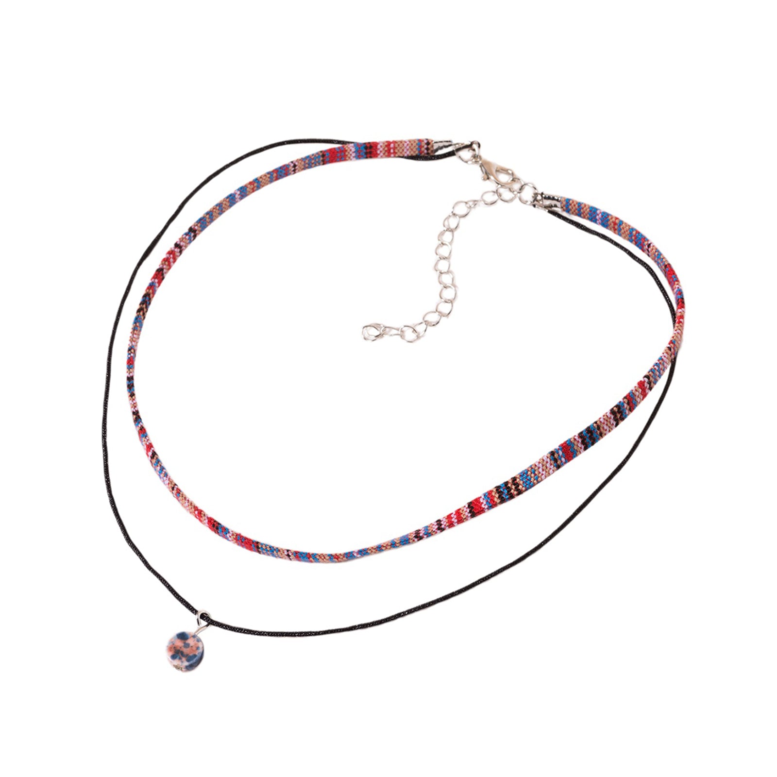 Double Layer Patterned Bead Necklace with plastic components | NA262-02 | image 1
