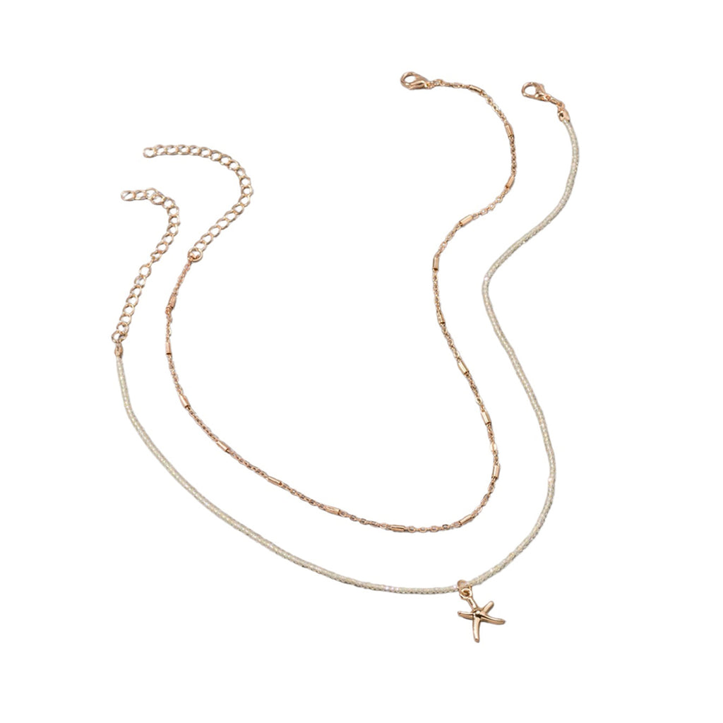 Gold-Tone Starfish Necklace Set with glass and zinc-alloy details | NA211-01 | image 1