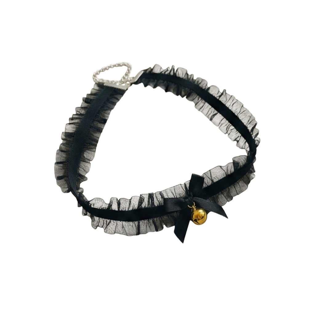 Black Lace Bow Bell Choker with polyester fabric | NA873-01 | image 1