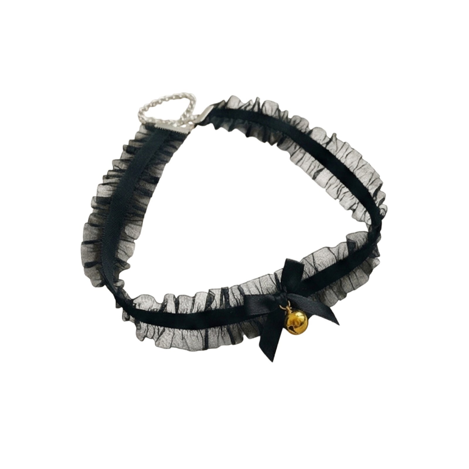 Black Lace Bow Bell Choker with polyester fabric | NA873-01 | image 1