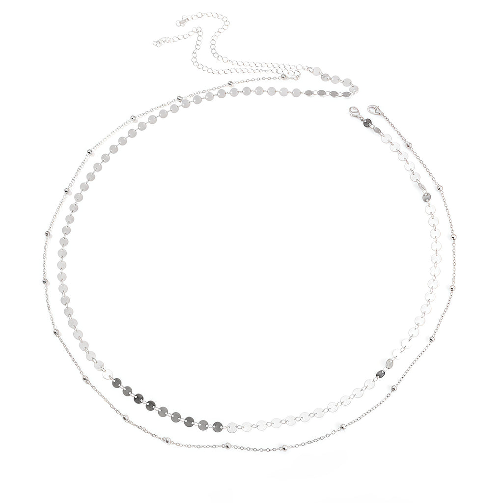 Silver-Tone Sequin Bead Waist Chain Set with stainless-steel details | BCN0826-01 | image 1