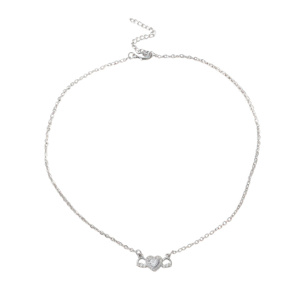 Silver-Tone Cupid Heart Necklace with zinc-alloy hardware | NA585-03 | image 1