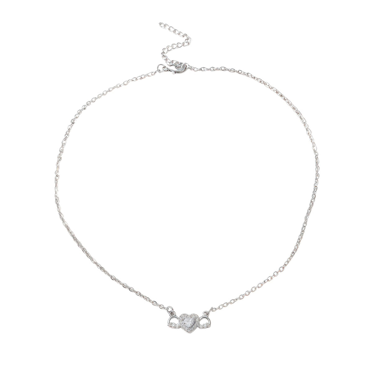 Silver-Tone Cupid Heart Necklace with zinc-alloy hardware | NA585-03 | image 1