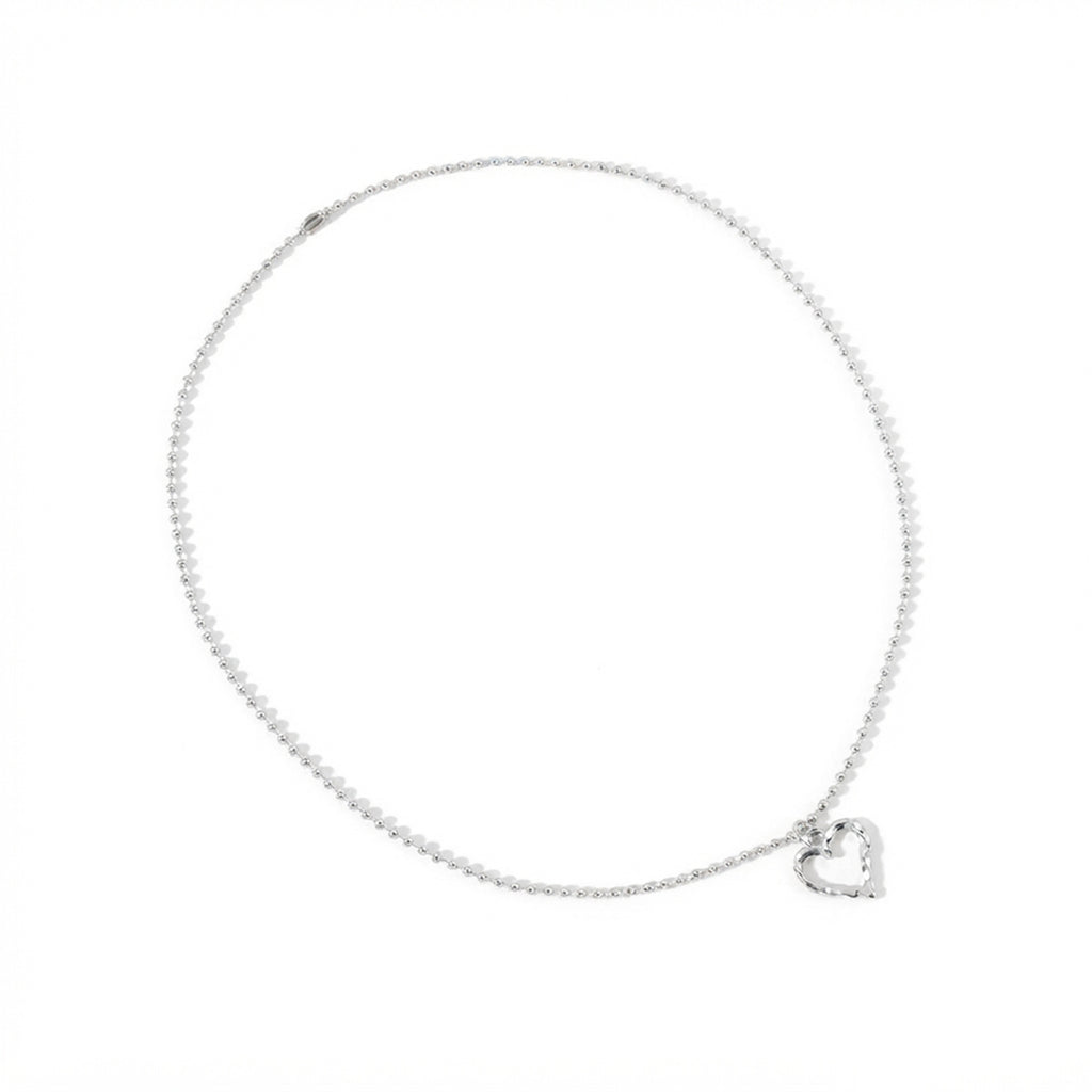 Silver-Tone Open Heart Pendant Necklace with zinc-alloy hardware | NA607-01 | image 1