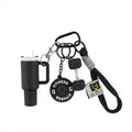 Pink bottle and dumbbell fitness keychain | KCA085-06 | image 1
