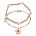 Pink Beaded Flower Anklet Set with plastic details | JL7253-01 | image 1