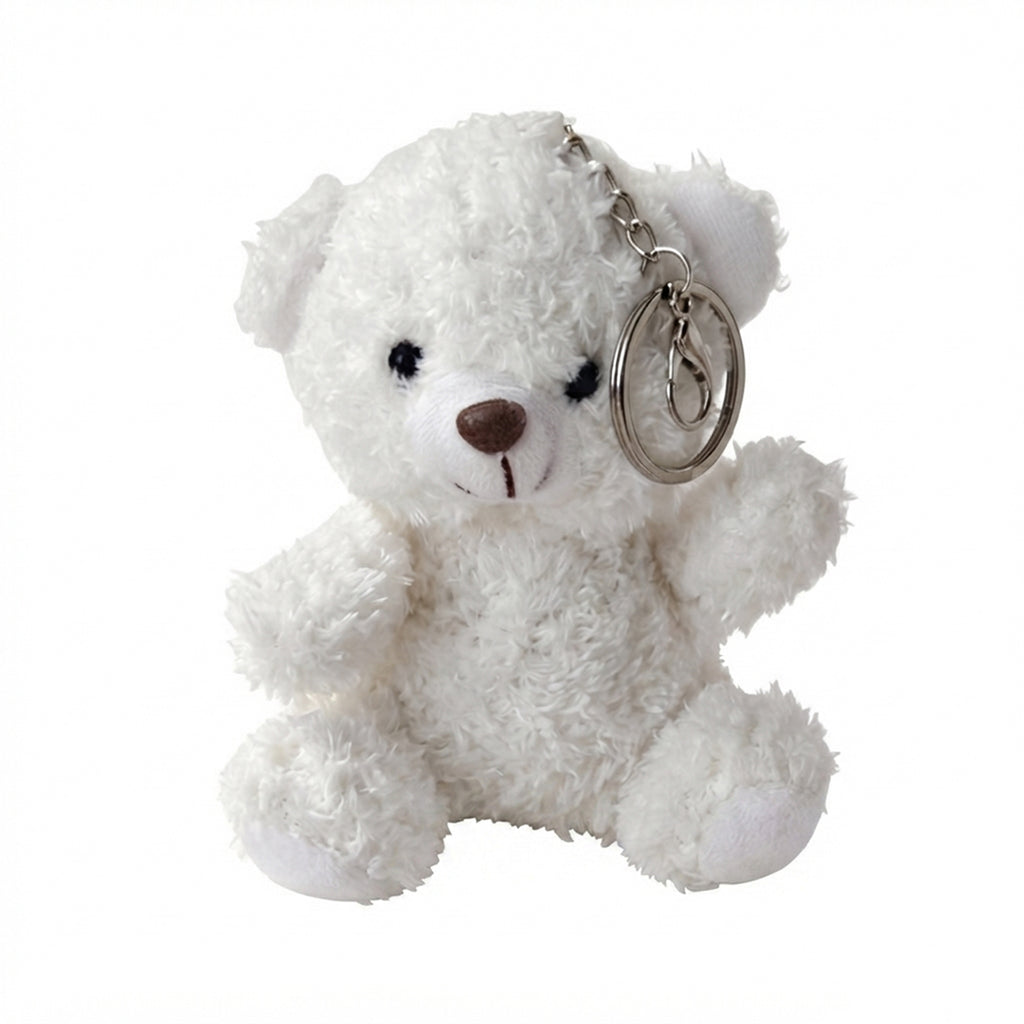White sitting bear plush keychain accessory | KCA075-01 | image 1