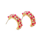 Multicolor beaded earrings with compact copper design | ERA644-01 | image 1