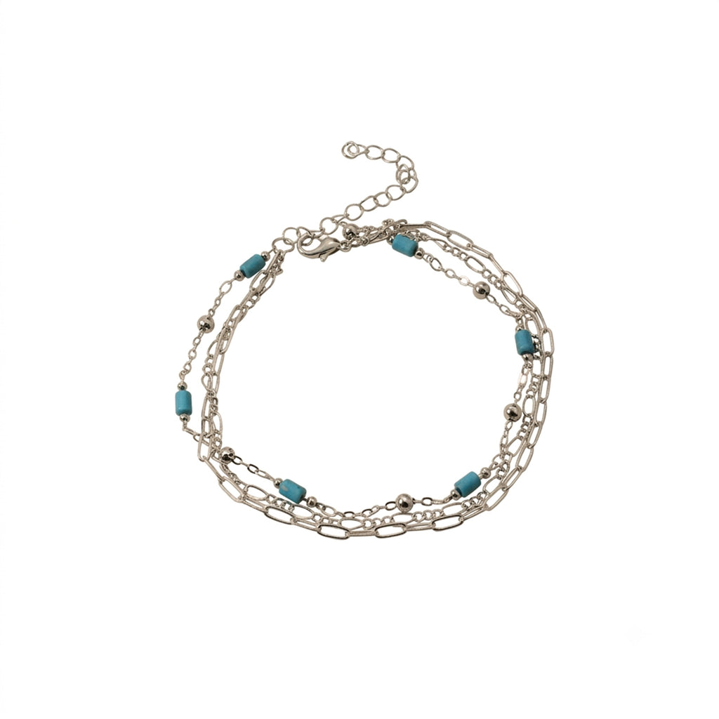 Blue Bead Layered Anklet with zinc alloy details | JL7388-01 | image 1