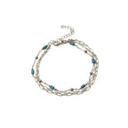 Blue Bead Layered Anklet with zinc alloy details | JL7388-01 | image 1
