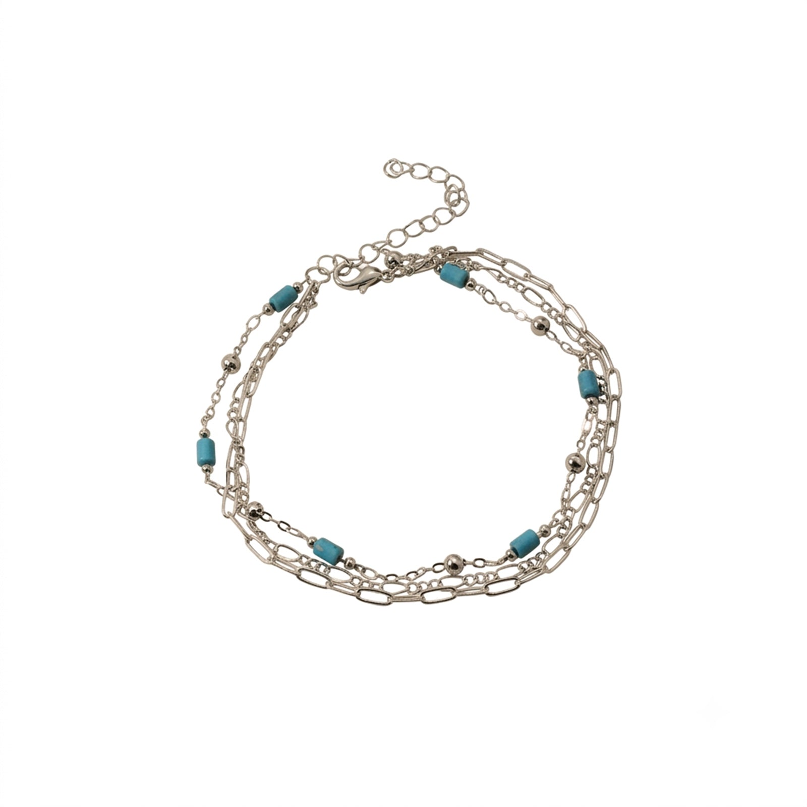 Blue Bead Layered Anklet with zinc alloy details | JL7388-01 | image 1