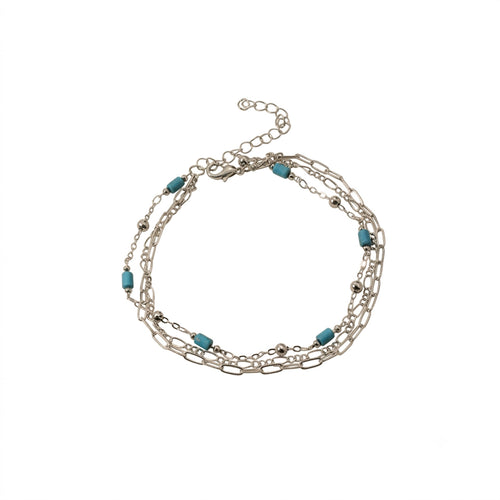 Blue Bead Layered Anklet with zinc alloy details | JL7388-01 | image 1