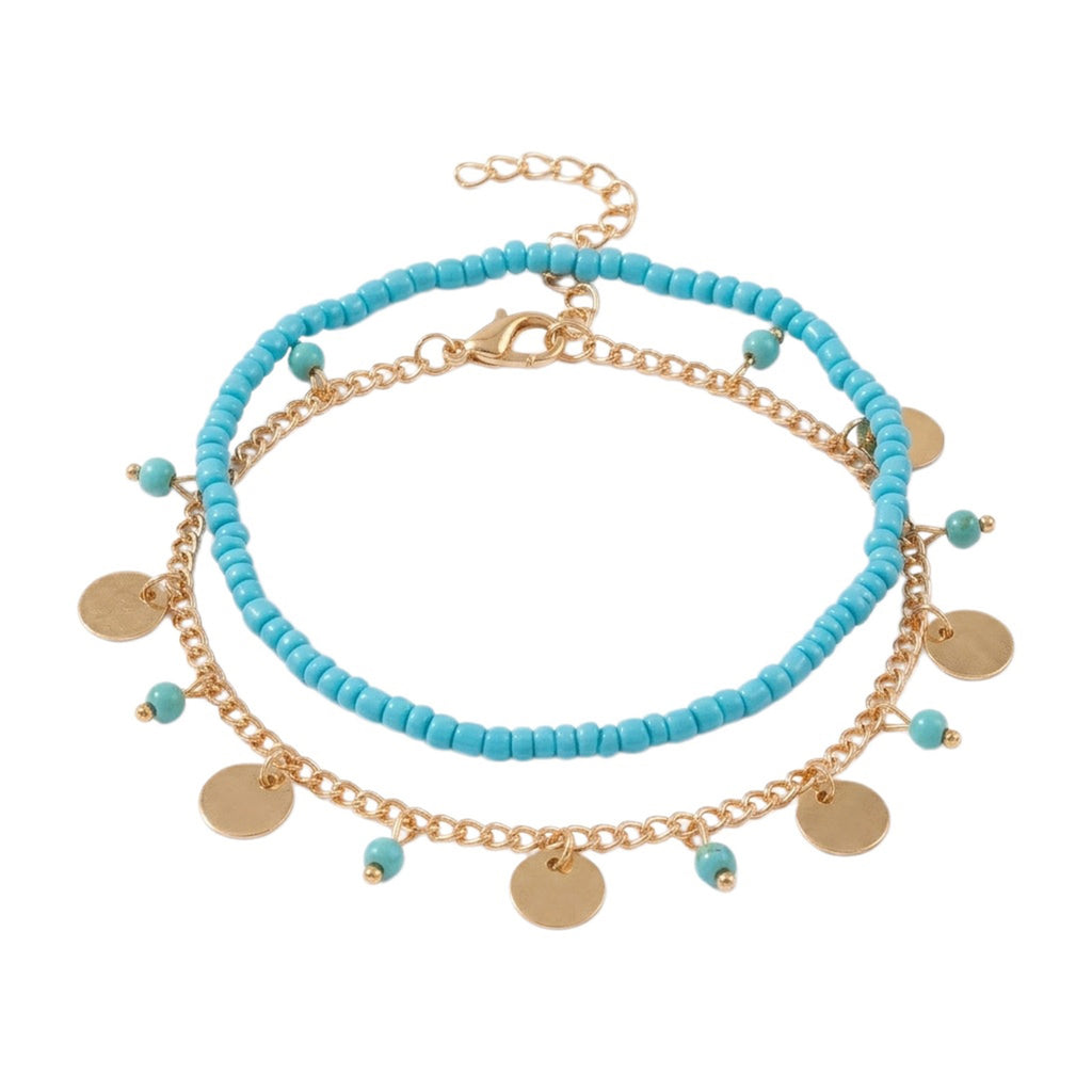 Beaded Bohemian Anklet Set with zinc alloy details | JL7334-01 | image 1