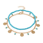 Beaded Bohemian Anklet Set with zinc alloy details | JL7334-01 | image 1