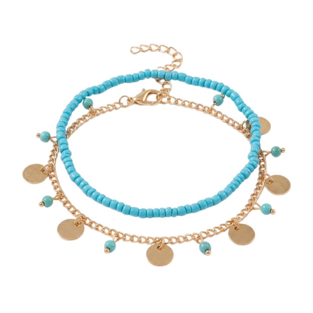 Beaded Bohemian Anklet Set with zinc alloy details | JL7334-01 | image 1
