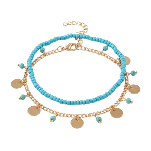 Beaded Bohemian Anklet Set with zinc alloy details | JL7334-01 | image 1