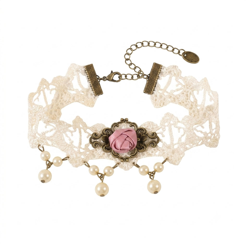 White Faux Pearl Flower Anklet with polyester details | JL7056 | image 1
