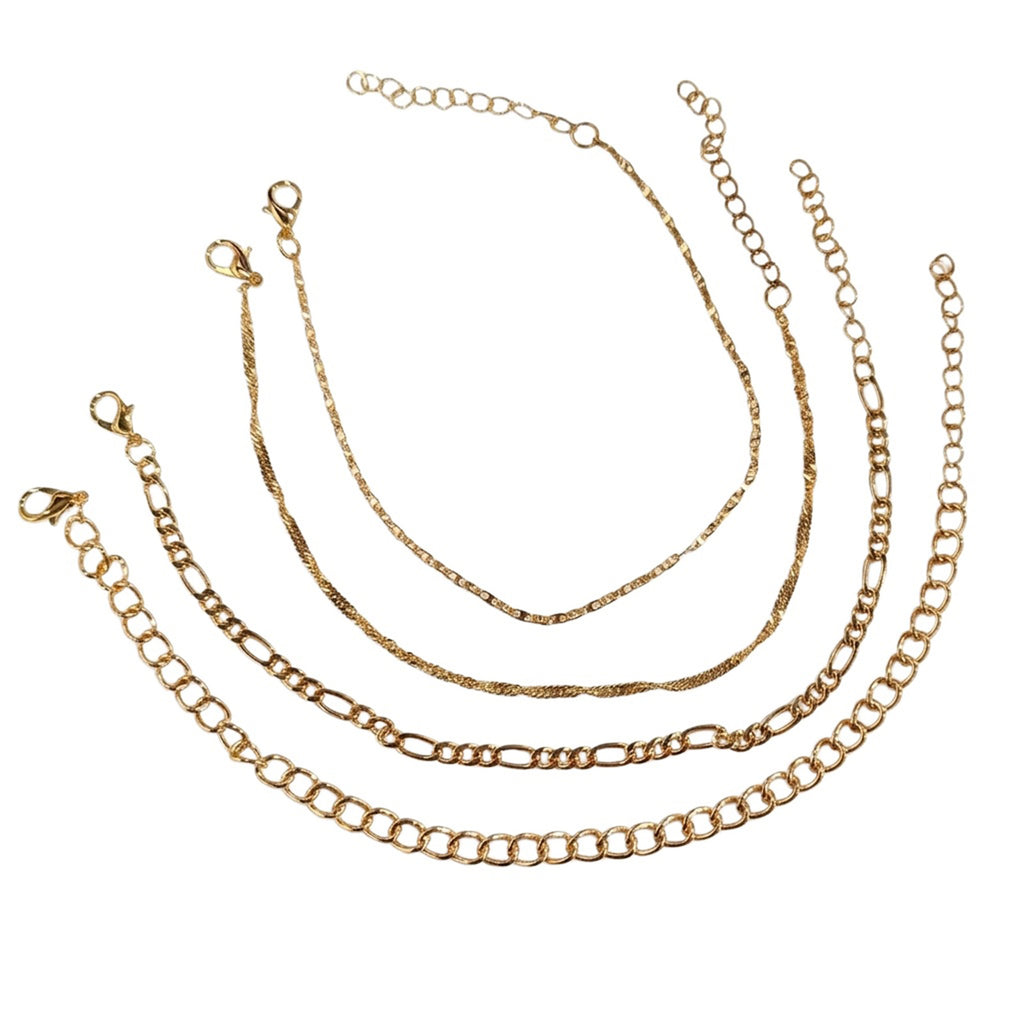 Gold-Tone Link Anklet Set with zinc alloy details | JL7369-01 | image 1