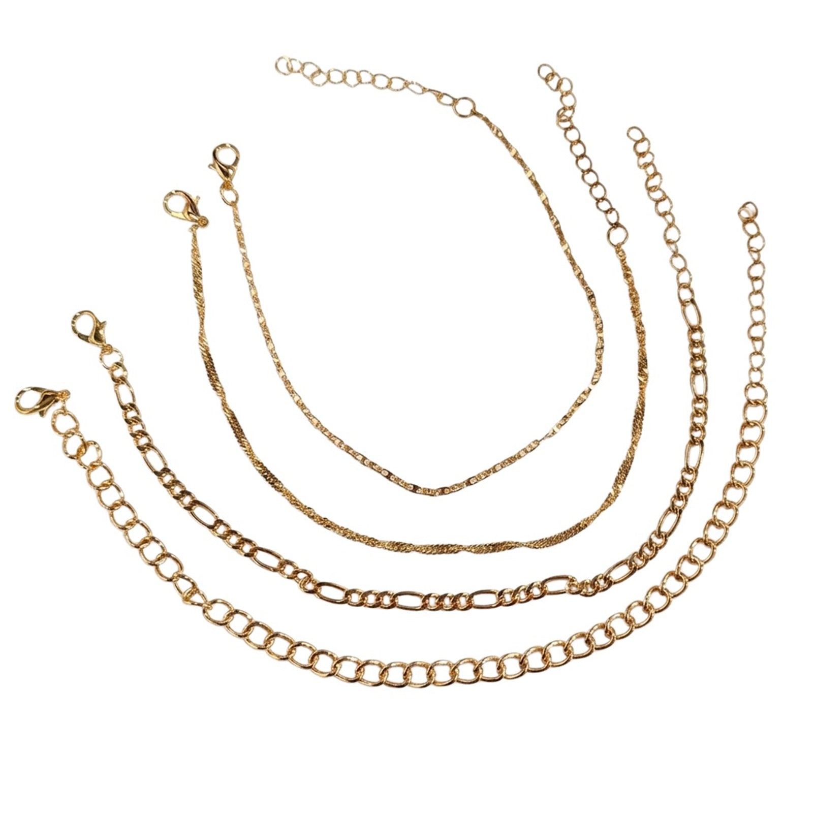 Gold-Tone Link Anklet Set with zinc alloy details | JL7369-01 | image 1