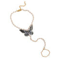 Faux Pearl Butterfly Toe Anklet with zinc alloy details | JL7398-01 | image 1