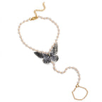 Faux Pearl Butterfly Toe Anklet with zinc alloy details | JL7398-01 | image 1