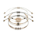 White braided three-piece bracelet set with adjustable pull cords | BRA519-01 | image 1