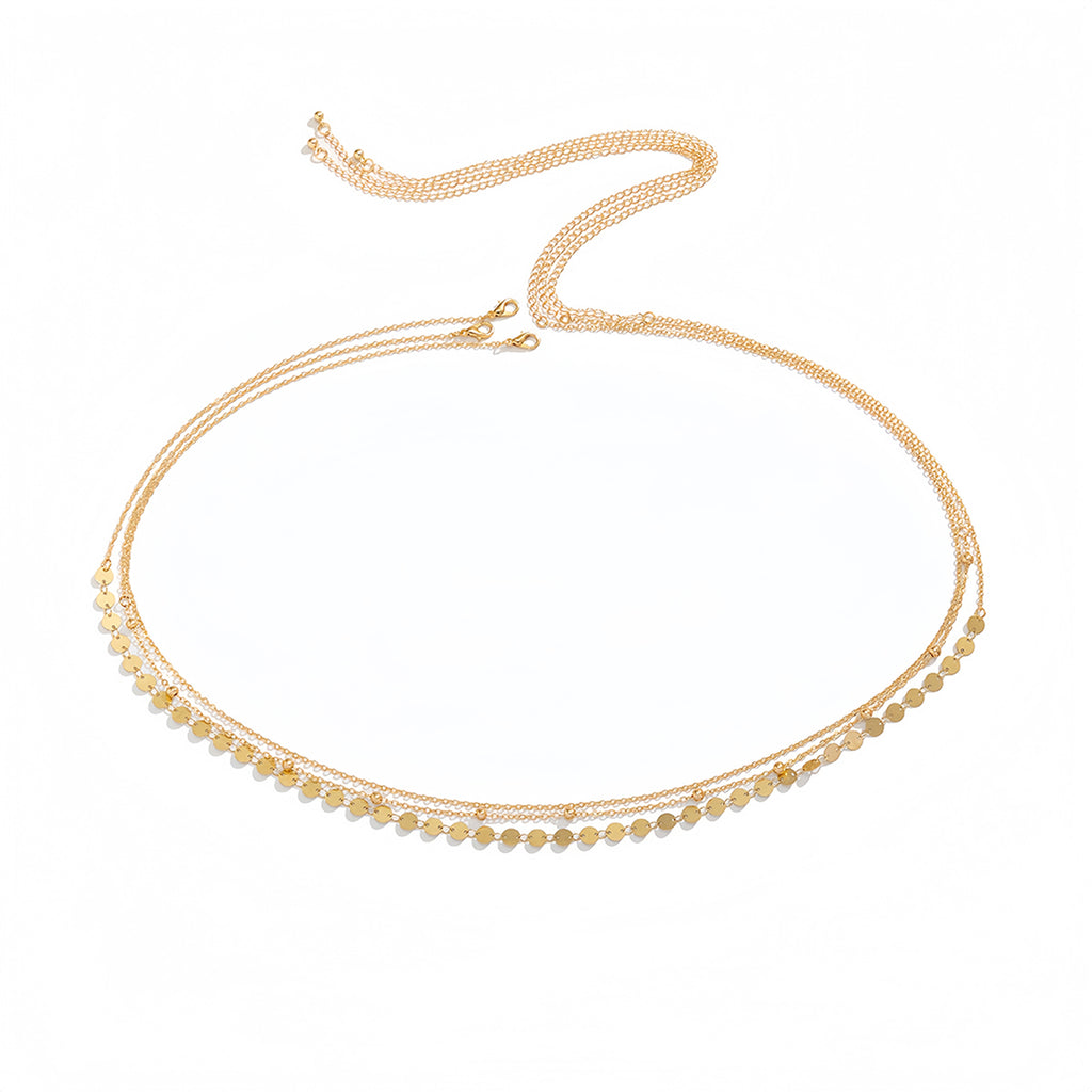 Gold-Tone Triple-Layer Sequin Waist Chain Set with zinc-alloy details | BCN0827-01 | image 1