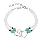 Heart Beaded Double-Layer Anklet with zinc alloy details | JL7385-01 | image 1