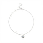 Silver-Tone Zircon Heart Necklace with zinc-alloy hardware | NA614-01 | image 1