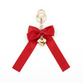 Red bow keychain with heart-shaped accent | KCA051-07 | image 1