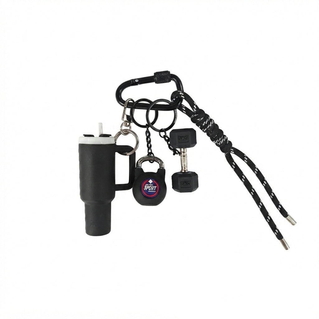 Black braided cord keychain set accessory | KCA085-03 | image 1