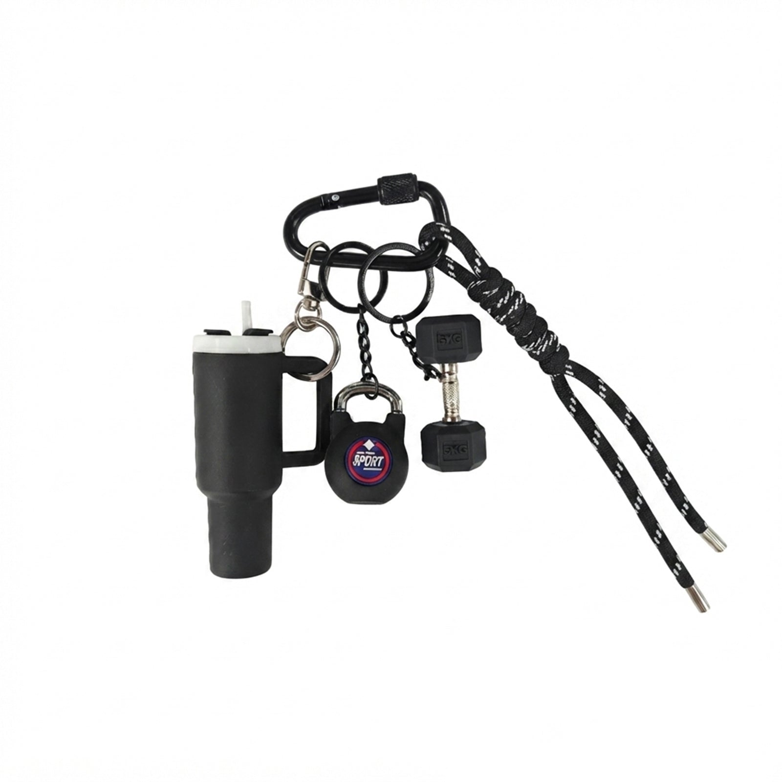 Black braided cord keychain set accessory | KCA085-03 | image 1