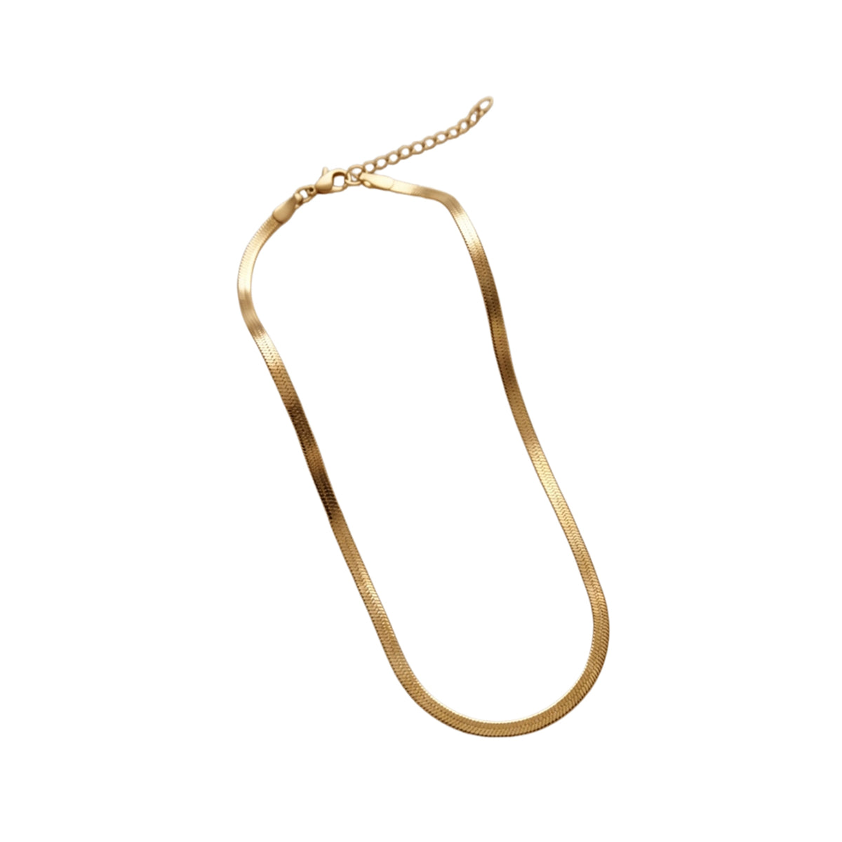 Gold-Tone Flat Snake Chain Necklace with iron hardware | NA893-01 | image 1