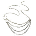 Silver-Tone Chunky Ring Tassel Waist Chain with zinc-alloy details | BCN0243-02 | image 1