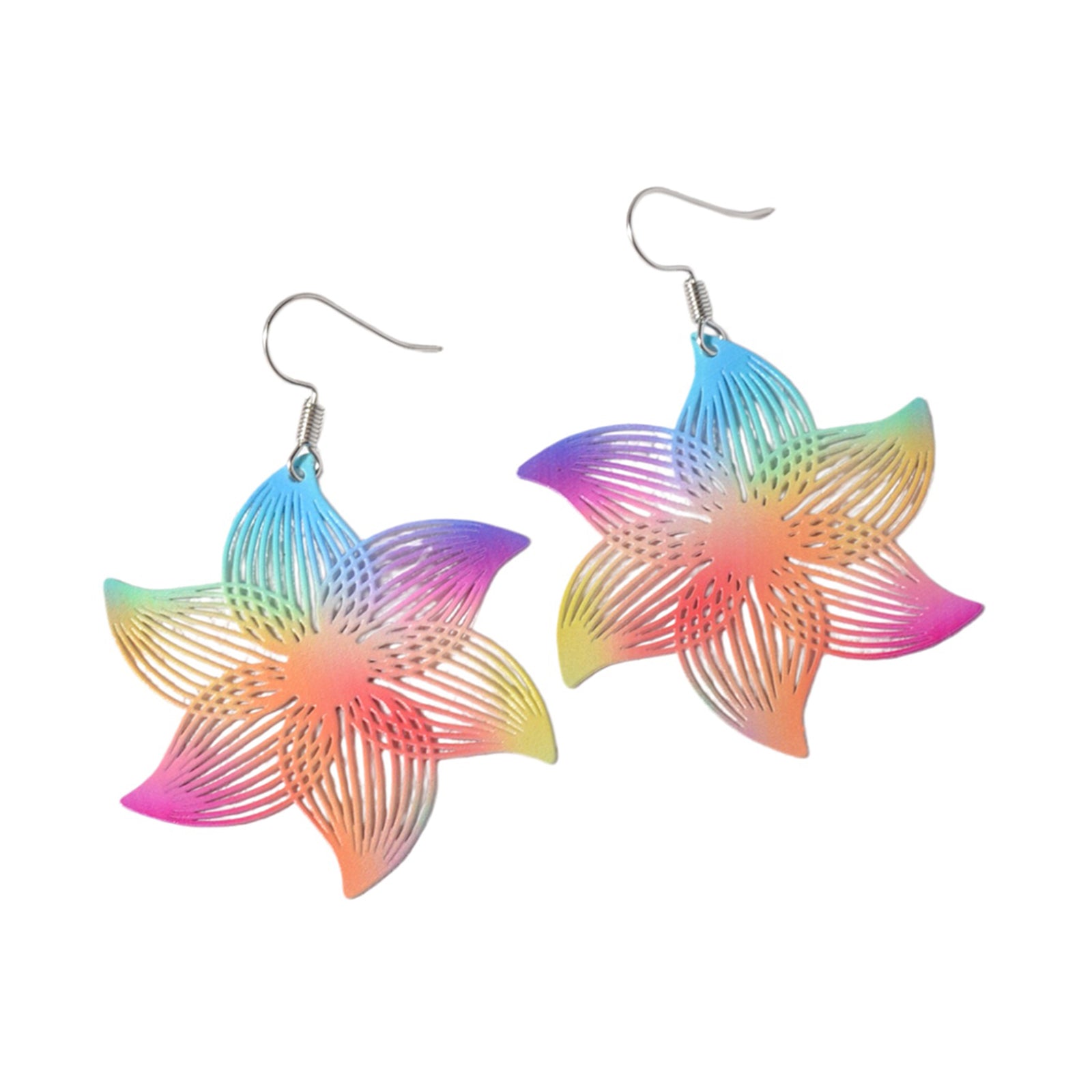 Multicolor pinwheel flower earrings in copper alloy | ERA425-02 | image 1