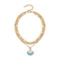Blue Ombre Shell Layered Anklet with zinc alloy details | JL7380-01 | image 1