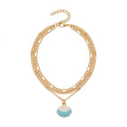 Blue Ombre Shell Layered Anklet with zinc alloy details | JL7380-01 | image 1