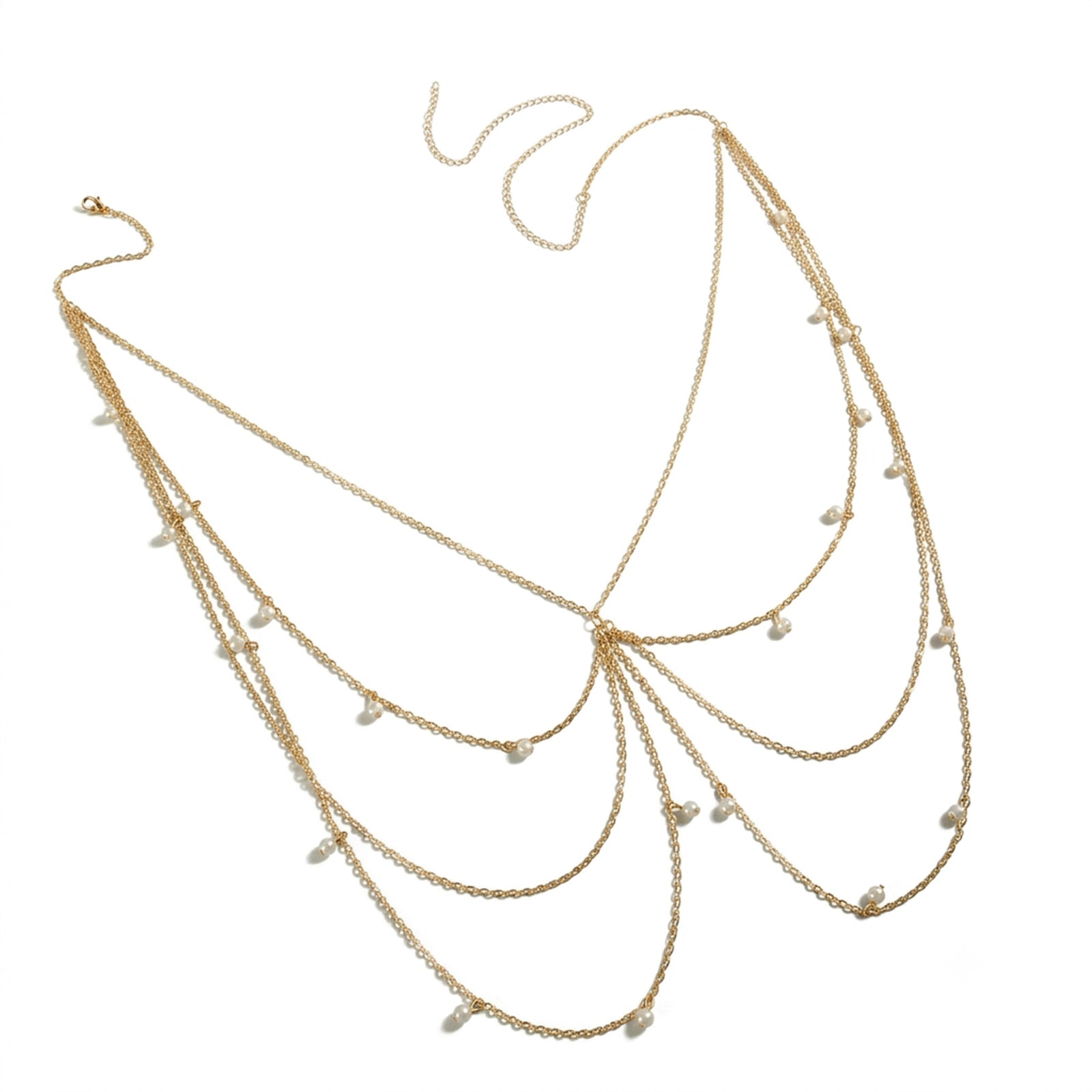 Gold-Tone Pearl Tassel Waist Chain with zinc-alloy details | BCN0238-01 | image 1