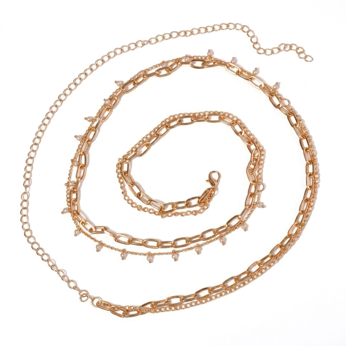 Gold-Tone Pearl Double-Layer Waist Chain with zinc-alloy details | BCN0242-01 | image 1