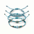 Teal braided three-piece bracelet set with adjustable pull cords | BRA517-01 | image 1