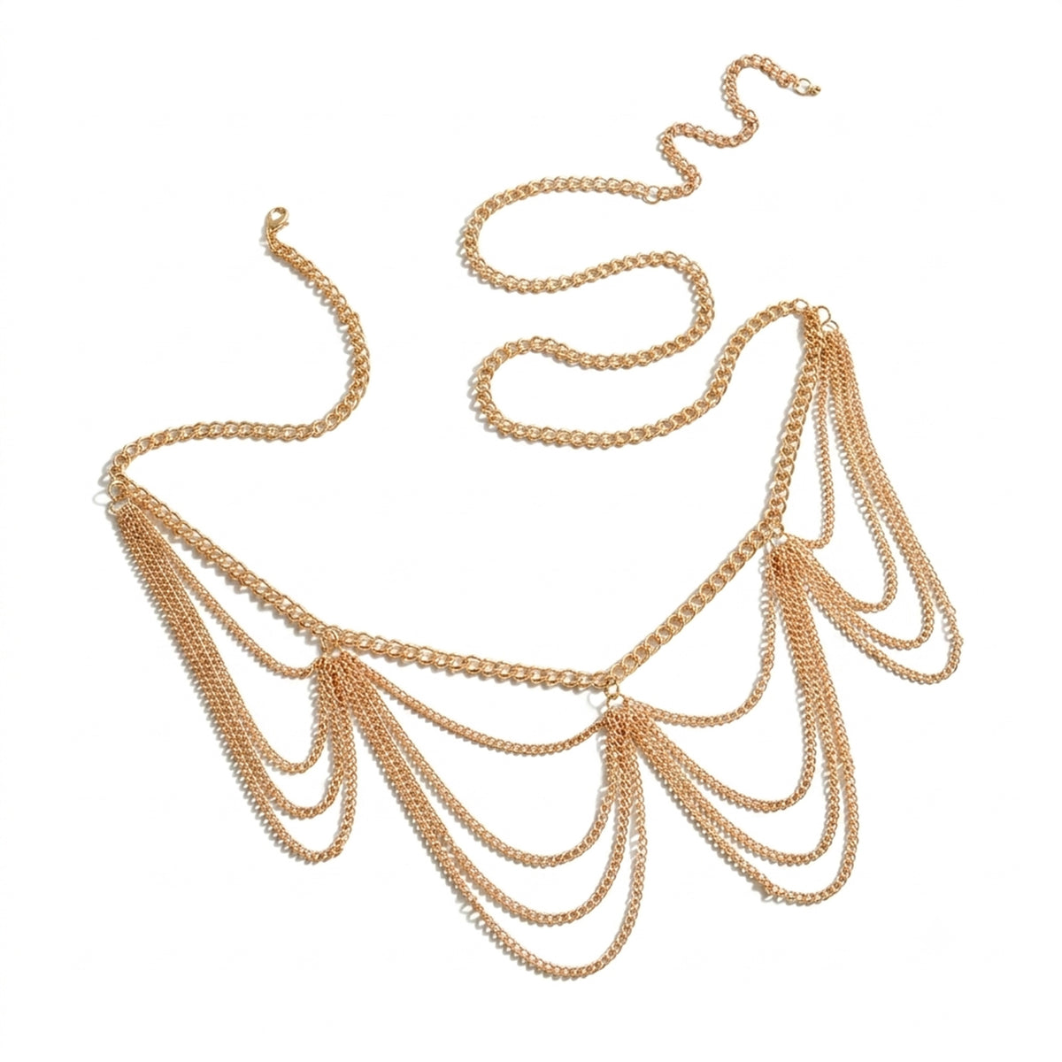 Gold-Tone Layered Tassel Waist Chain with zinc-alloy details | BCN0235-01 | image 1