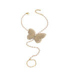 Faux Pearl Chain Butterfly Toe Anklet with zinc alloy details | JL7402-01 | image 1