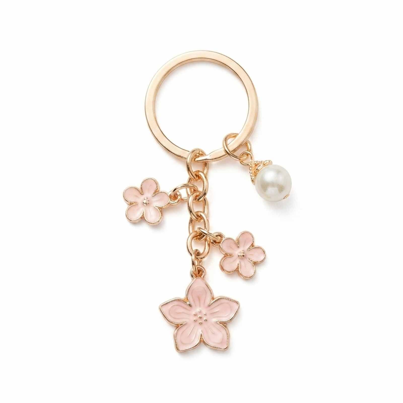 Pink cherry blossom keychain with pearl details | KCA070-12 | image 1